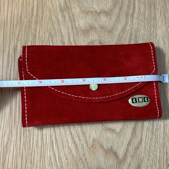 Vintage Red Orange Suede Wallet - Picture 12 of 15